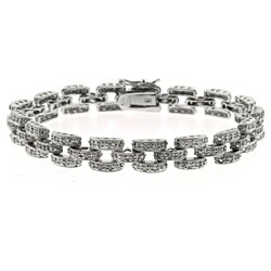 Fusion Silver Overlay Diamond Accent Panther Bracelet