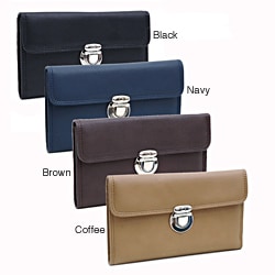 Dasein Faux Leather Tri-fold Checkbook Wallet with Buckle