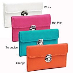 Dasein Faux Leather Tri-fold Checkbook Wallet with Buckle