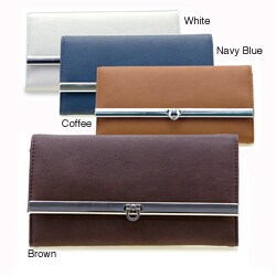 Dasein Faux Leather Trifold Checkbook Wallet with Flip Clasp