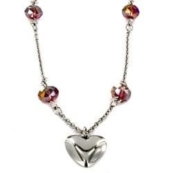 Stainless Steel Heart and Crystal Necklace