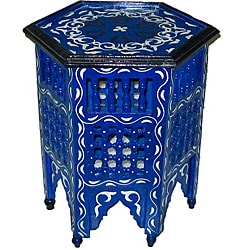 Handpainted Arabesque Wooden End Table (Morocco)
