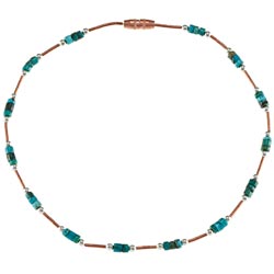 Southwest Moon Liquid Copper Turquoise Heishi Station 10-inch Anklet