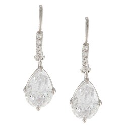 Sunstone 925 Sterling Silver Pear-cut Pave Dangle Earrings Made with SWAROVSKI ZIRCONIA