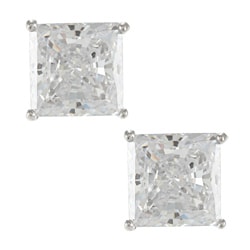 Sunstone 925 Sterling Silver Square-cut Solitaire Earrings Made with SWAROVSKI ZIRCONIA