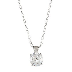 Sunstone Sterling Silver Solitaire Pendant Necklace Made with SWAROVSKI ZIRCONIA