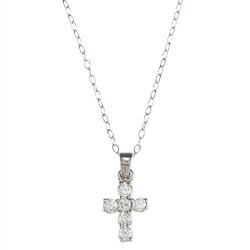 Sunstone 925 Sterling Silver Cross Necklace Made with SWAROVSKI ZIRCONIA