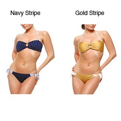 1 Sol Swim Women's Embellished Bandeau Top Hipster Bottom 2-piece Swimsuit