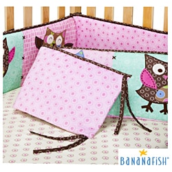BananaFish Calico Owls Crib Bumper