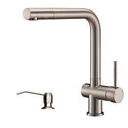 Ruvati RVF1235K1BN Brushed Nickel Single Handle Kitchen Faucet with Soap Dispenser