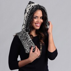 Muk Luks Women's Ebony/ Ivory Classic Reversible Hood Scarf