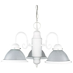 Three Light Textured White Chandelier