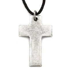 Aged Silvertone Cross Necklace