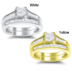 14k Gold 1ct TDW Princess-cut Diamond Bridal Ring Set (H-I, SI2)