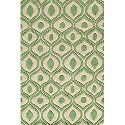 Hand Tufted Modern Waves Green Polyester Rug (8' x 10')