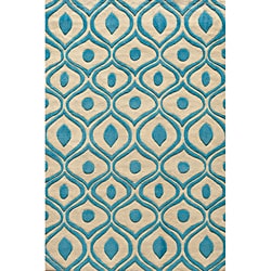 Hand Tufted Modern Waves Teal Polyester Rug (8' x 10')