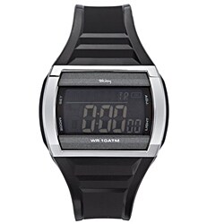 Tekday Children's Rectangular Digital Black Plastic Sport Watch