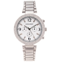 Monument Women's 'Glam' Stainless Steel Silvertone Watch