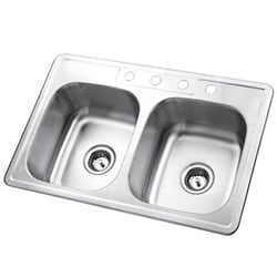 Double Bowl Self-rimming 33-inch Stainless Steel Kitchen Sink