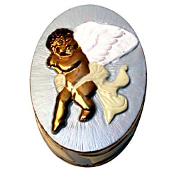 Cristiani Collezione Adorable Pewter Angel Multi-colored Trinket Box