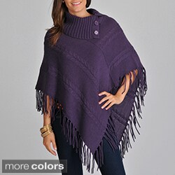 Focus 2000 Women's Fringe Hem Sweater Poncho
