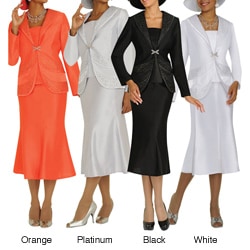 Divine Apparel Shawl Collar Panel Womens Skirt Suit