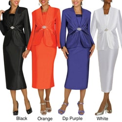 Divine Apparel Ribbon and Pleat Detail Missy Skirt Suit
