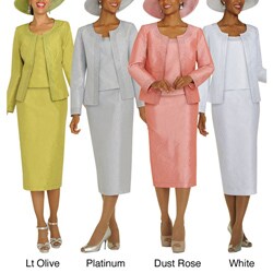 Divine Apparel Hammered Satin Missy Skirt Suit