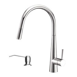 Ruvati RVF1221K1CH Pullout Spray Kitchen Faucet with Soap Dispenser - Polished Chrome