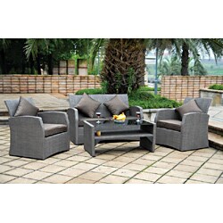 Aruba Aluminum/ Textweave 4-piece Settee Set