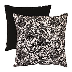 Pillow Perfect Black/ White Flocked Floral Floor Pillow