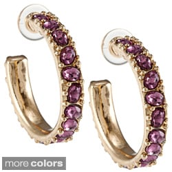 Kenneth Jay Lane Goldtone Crystal Hoop Earrings