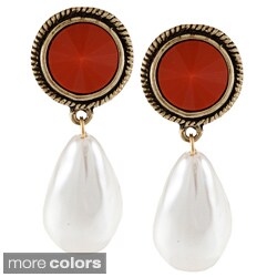 Kenneth Jay Lane Goldtone Color Resin and Pearl Drop Earrings