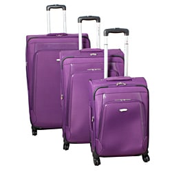 Dejuno Alliance Purple 3 piece Expandable Spinner Luggage Set MSRP $