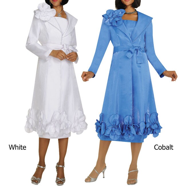 Divine Apparel Women's Floral Applique Jacket/ Dress Suit