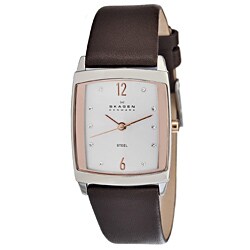 Skagen Women's Stainless Steel Brown Leather Watch