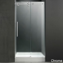 VIGO Frameless Left Sided Shower Door/ White Base Center Drain