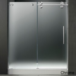 VIGO Right Sided Frameless Shower Door/ White Base Center Drain