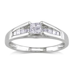 Miadora 14k White Gold 1/3ct TDW Diamond Engagement Ring