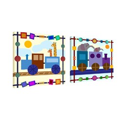 Ankan 'Animal's Train Set' Canvas Art Set