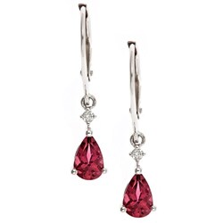 D'yach 14k Gold Pink Tourmaline and Diamond Accent Leverback Earrings