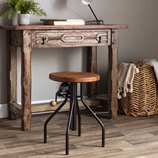 Hand Crank Reclaimed Teak Bar Stool