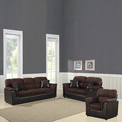 Alcester Collection Chocolate Microfiber/ Vinyl 3-piece Living Room Set
