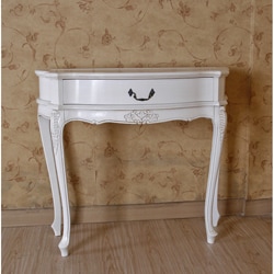 International Caravan Antique White Carved Table