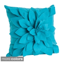 Ivory Felt Flower Design Pillow (17 x 17)