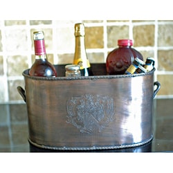 Duet Wine Bucket in Brass with Antique Copper Finish (India)
