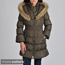 Hawke & Co Women's Ruched inset Waist Puffer Jacket