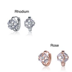 Cubic Zirconia and Sterling Silver Small Huggie Earrings