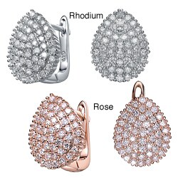 Collette Z Sterling Silver Clear Cubic Zirconia Pear-shaped Cuff Earrings