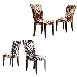 Compare Price TRIBECCA HOME Portman Cow Hide Parson Side Chairs (Set of 2)